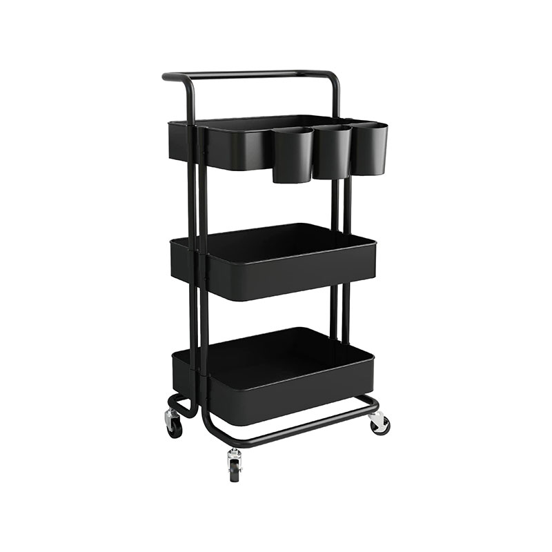 HZ2036 3-lags rullende oppbevaringsvogn hjelpevogn med ekstra hengende kopper