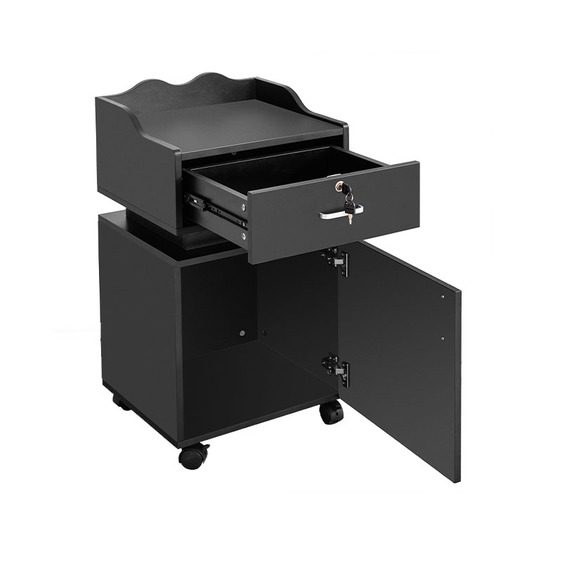 HZ2021 Sort salongstasjonsoppbevaringsskap med hjul