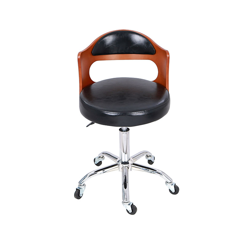 HZ8828 Svart sete med svingbar salongkrakk i trerygg