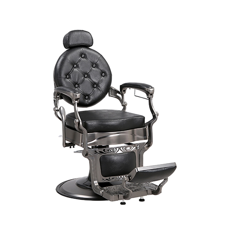HZ8799Q-H Gun grå firkantet pute hydraulisk retro frisørstol